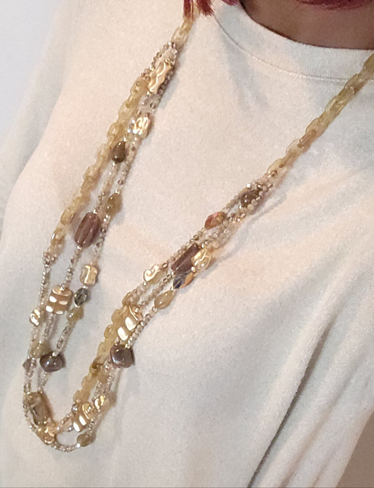 Long Link 3 Layer Bead Mix Necklace Set
