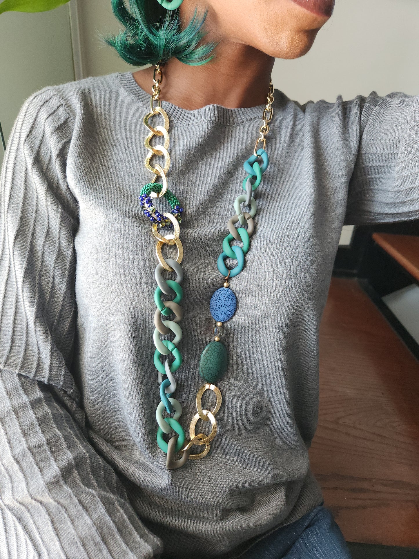 Designer Large Links Necklace Set