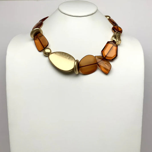 Big Lucite Crystal Stone Necklace