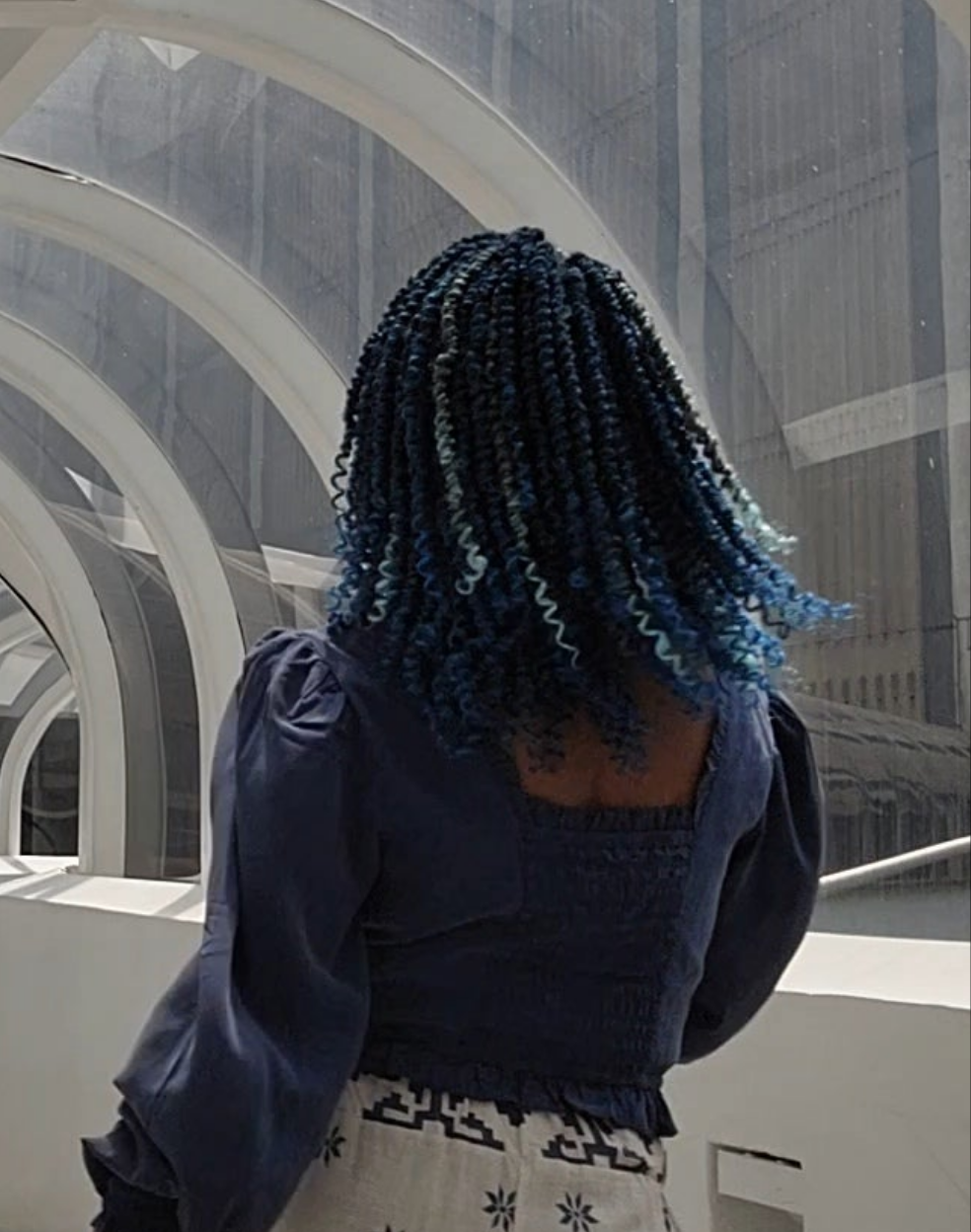 Blue Crochet Twist Wig