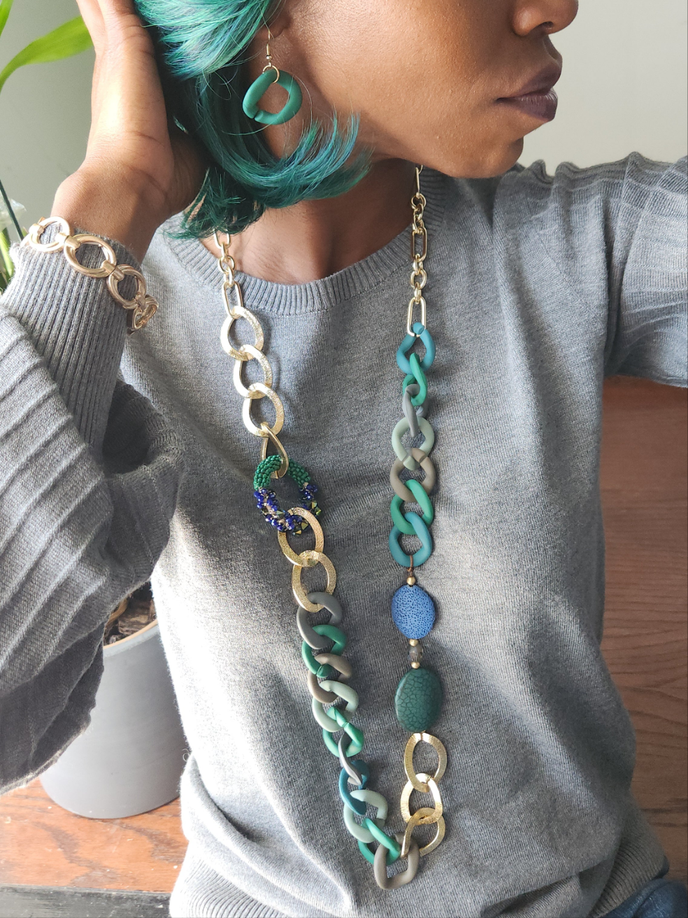 Designer Large Links Necklace Set