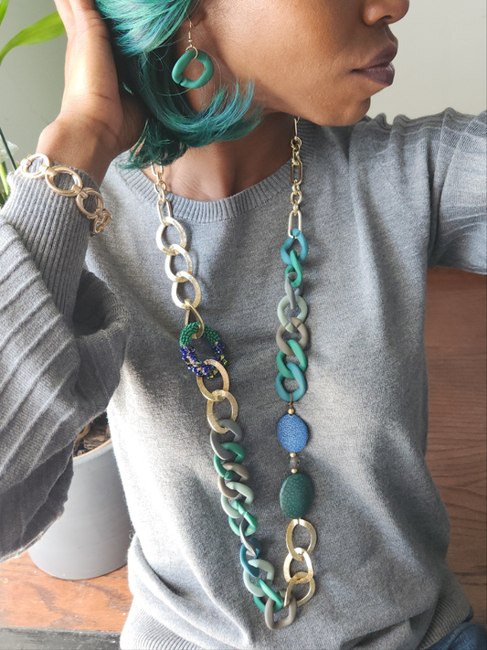 Designer Large Links Necklace Set