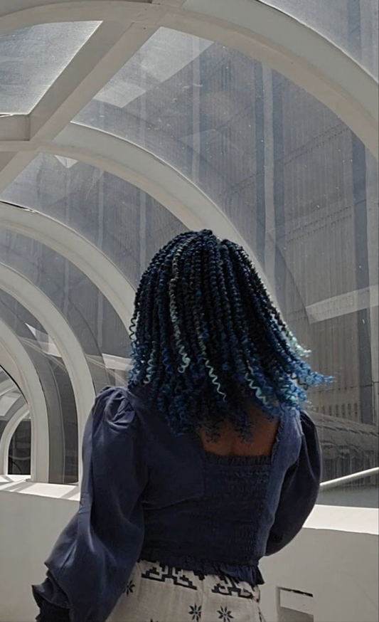Blue Crochet Twist Wig
