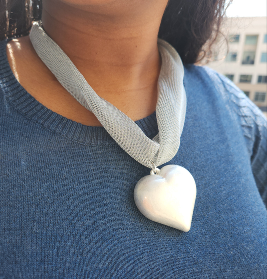 Mesh Scarf Heart Necklace