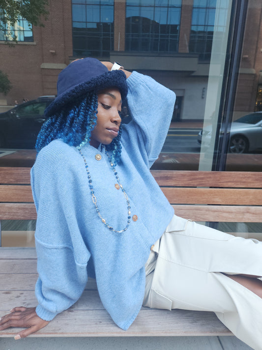 Vintage Button Oversize Sweater